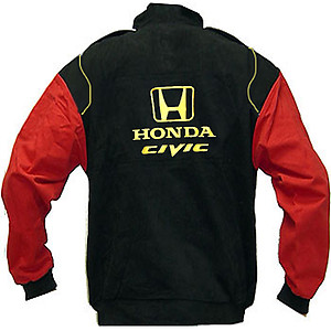 Honda Civic Racing Jacket Black and Red with Yellow Embroidery