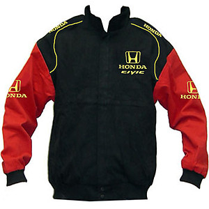 Honda Civic Racing Jacket Black and Red with Yellow Embroidery