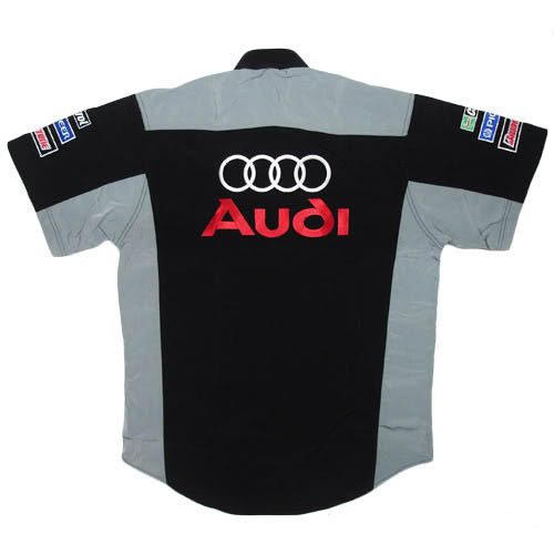 Race Car Jackets. Audi Crew Shirt Black and Light Gray