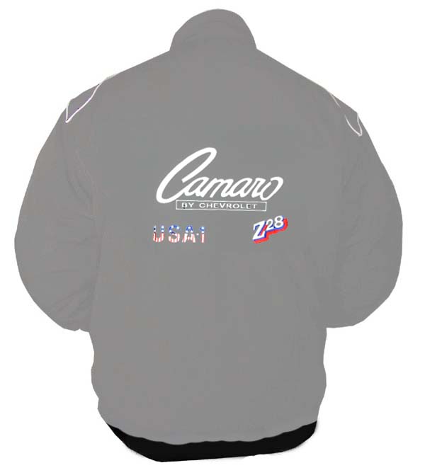 Race Car Jackets. Camaro Chevrolet Racing Jacket Gray