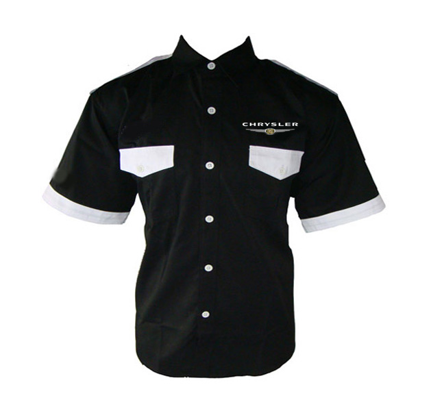 Race Car Jackets. Chrysler Crew Shirt Black and White