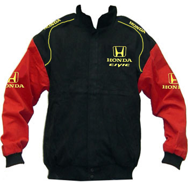 Race Car Jackets. Honda Civic Racing Jacket Black and Red with Yellow ...