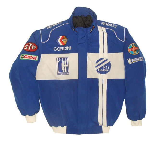 Race Car Jackets. Renault R12 Gordini Racing Jacket Blue and White