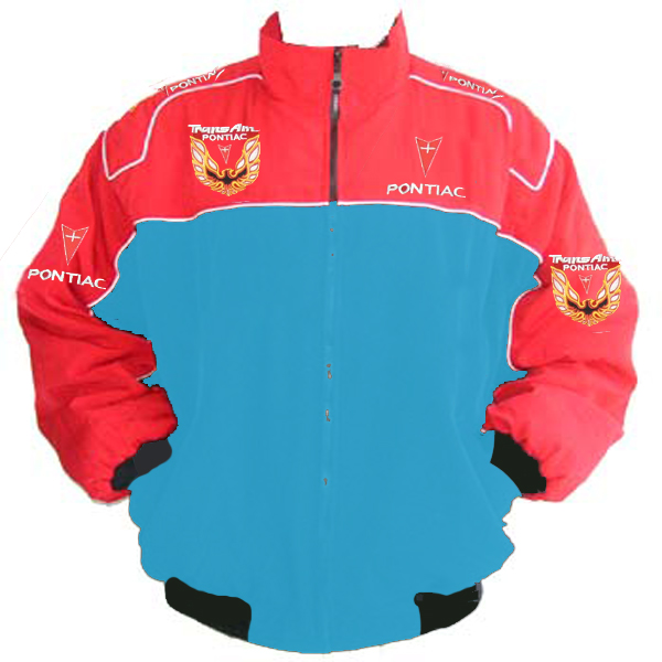 Race Car Jackets. Trans Am Pontiac Racing Jacket Light Blue, Red