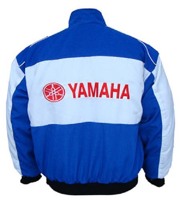 yamaha blue leather motorcycle jacket old style